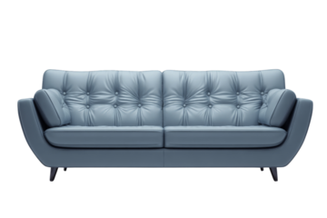 Modern stylish gray sofa isolated on transparent background