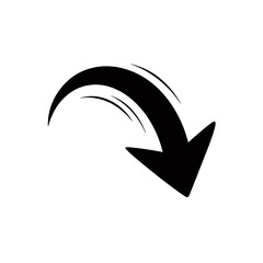 A bold, black arrow curves downward, suggesting movement and direction.