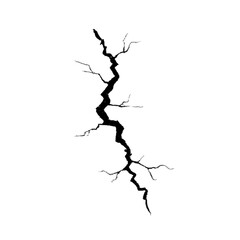 Obraz premium Jagged black lightning bolt with branching tendrils on transparent background, resembling crack or fracture. design is stark and dramatic, evoking sense of power and energy