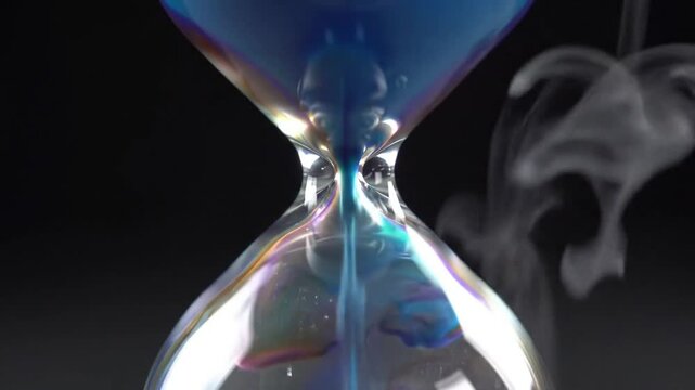 Chromatic Flow Of Time In Hourglass With Ethereal Smoke Effects