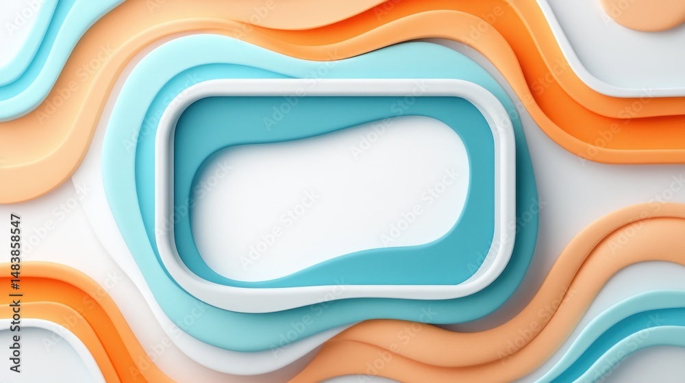 Aufkleber Abstract Wavy Layers with Empty Frame in Pastel Colors