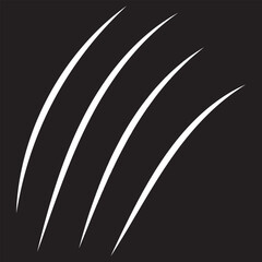 Set of black claws scratches animals. Four scratches shape. Wild animal claw marks. Funny design element