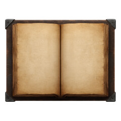 Fototapeta premium Open vintage book with aged, yellowed pages and leather cover evokes sense of history and nostalgia. book worn appearance suggests it has been well used and cherished over time