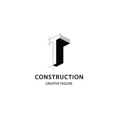 Letter T 3D logo for construction and architecture company. property logo design template for your brand