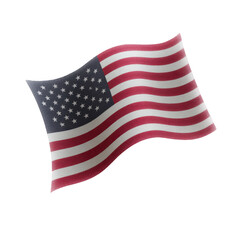 Fototapeta premium Image shows waving American flag with red and white stripes and white stars on blue field, symbolizing patriotism and national pride