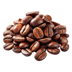 Obraz premium Pile of roasted coffee beans isolated on transparent background