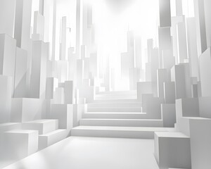 Fototapeta premium Abstract White Cityscape Architecture Staircase
