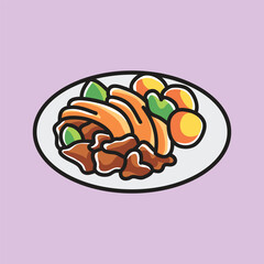 European Cuisine Vector Cartoon Illustration. Food Icon Concept Isolated Premium Vector. Flat Cartoon Concept. Cute Doodle Cartoon Illustration Style. Suitable for Any Project