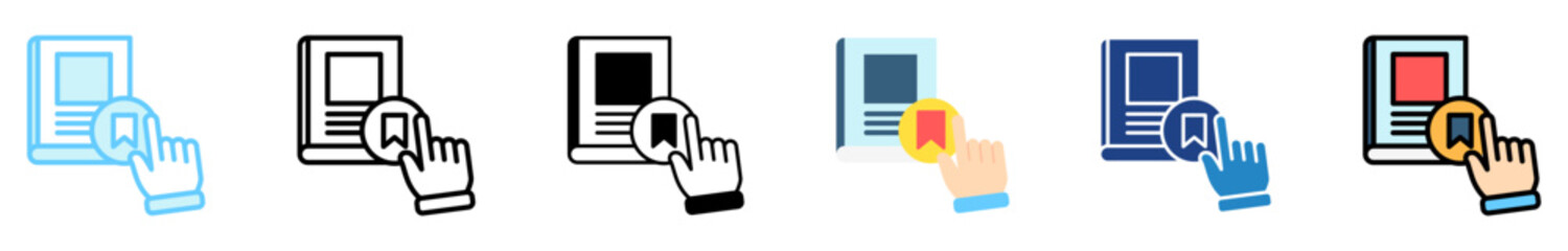 Bookmark multi style, mini illustration icon set. outline, flat, glyph, line color. vector for UI, UX, app, web, digital or print, related to international literacy days, education.