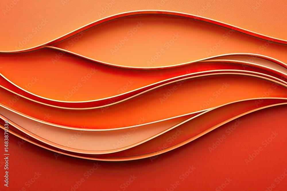 Poster Abstract Orange Layered Wave Design Pattern