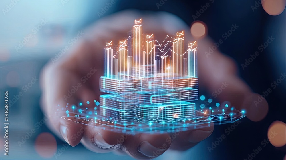 Poster Digital Hand Holding Growth Data Structure