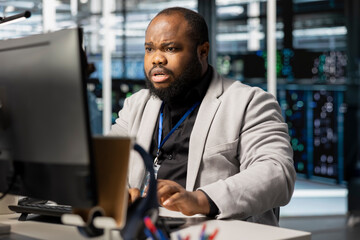 Worried server hub IT expert unnerved by infrastructure failure errors found during analysis....