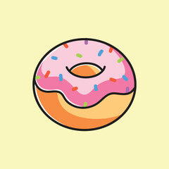 Donuts Cuisine Vector Cartoon Illustration. Food Icon Concept Isolated Premium Vector. Flat Cartoon Concept. Cute Doodle Cartoon Illustration Style. Suitable for Any Project