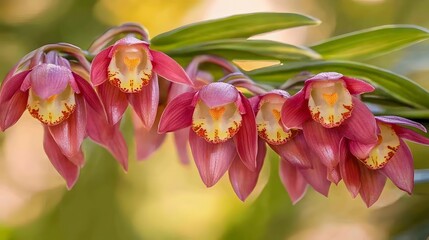 Fototapeta premium Stunning Pink Orchid Flowers Close Up Photography