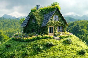 Obraz premium Eco-friendly architecture: sustainable design, green construction, environmental responsibility, innovative methods, building efficiency, responsible development, eco-conscious approach,