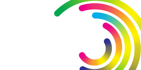 Abstract Color Lines with a Gradient on a white Background. Abstract Colorful Wavy circle Lines on white Background. Abstract Modern Design.