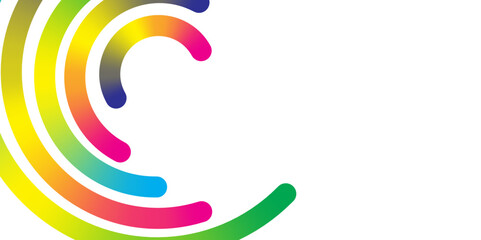 Abstract Color Lines with a Gradient on a white Background. Abstract Colorful Wavy circle Lines on white Background. Abstract Modern Design.