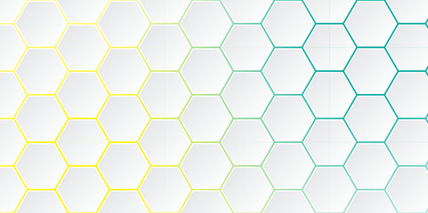 Abstract Hexagon white background. Abstract background design with white hexagon and colorful light. Abstract. Hexagon. Vector.