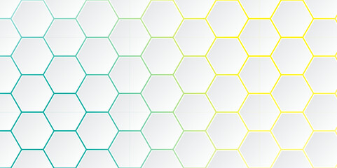 Abstract Hexagon white background. Abstract background design with white hexagon and colorful light. Abstract. Hexagon. Vector.