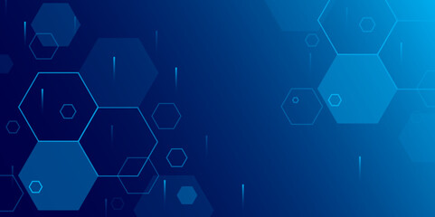 Abstract Blue Technology Background with Hexagonal Shapes. Abstract technology background. Vector. Hexagon.
