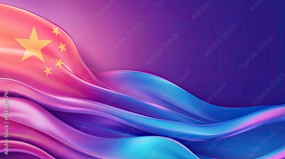 Poster abstract chinese flag wave design background