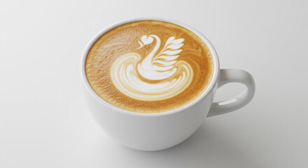 Top view of a coffee cup with a drawing on foam