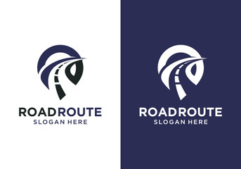 Road trip vector logo design. Road map logo design template, vector illustration of location point icons and route maps for road trip