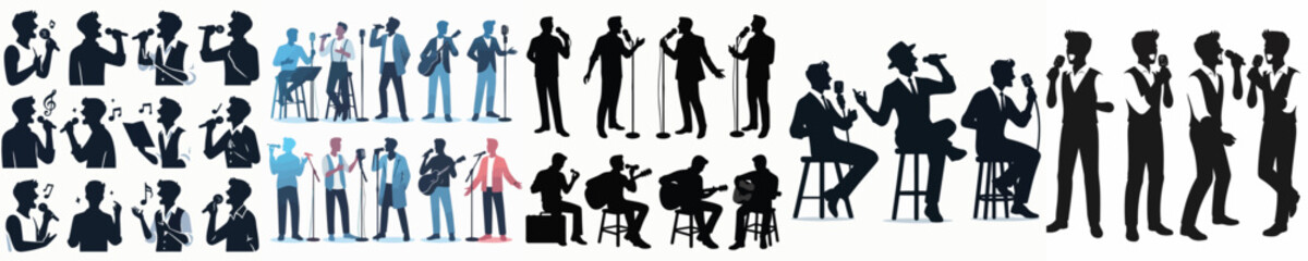 Vector silhouette of a man singing