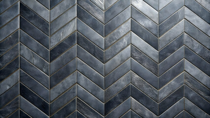 Dark grey herringbone tile pattern with textured finish for modern flooring and stylish wall design