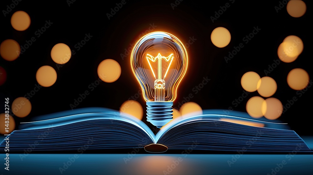 Poster illuminated ideas from an open book