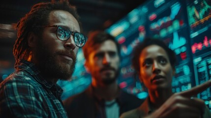 Team Collaboration in a HighTech Environment Diverse Professionals Analyzing Data on Digital