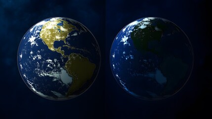 Fototapeta premium Stunning Earth Views Day Night Contrast Globe