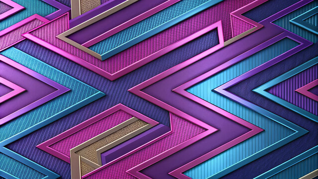 Geometric Color Pattern: An elegant mix of colored shapes interwine with each other.