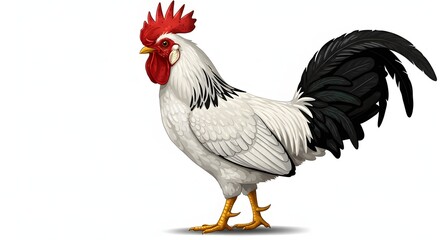 Fototapeta premium Colorful Rooster Illustration in Side View