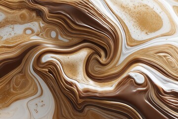 Abstract swirls of cream and coffee colors creating a dynamic, fluid pattern.
