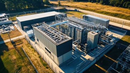 Aerial View of Modern Industrial Power Plant