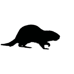 Solid black silhouette of a beaver building