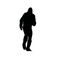 Solid black silhouette of a bigfoot hiding