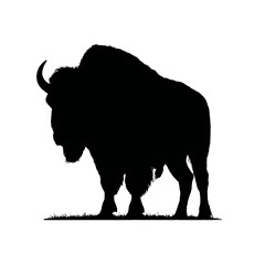 Solid black silhouette of a buffalo standing