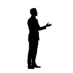 Solid black silhouette of a businessman presenting