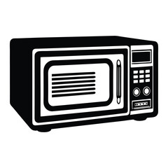 Microwave oven line art silhouette vector illustration, Electric oven vector silhouette