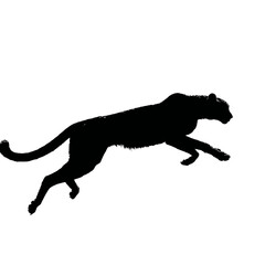 Solid black silhouette of a cheetah running