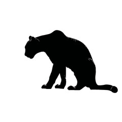 Solid black silhouette of a cougar crouching