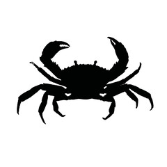 Solid black silhouette of a crab scuttling
