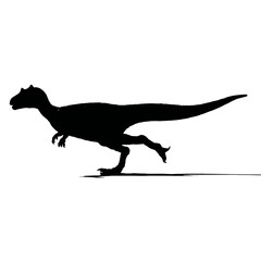 Solid black silhouette of a dinosaur running