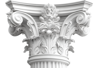  white greek column isolated on transparent background, png
