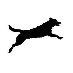 Solid black silhouette of a dog running