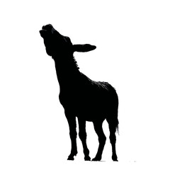 Solid black silhouette of a donkey braying