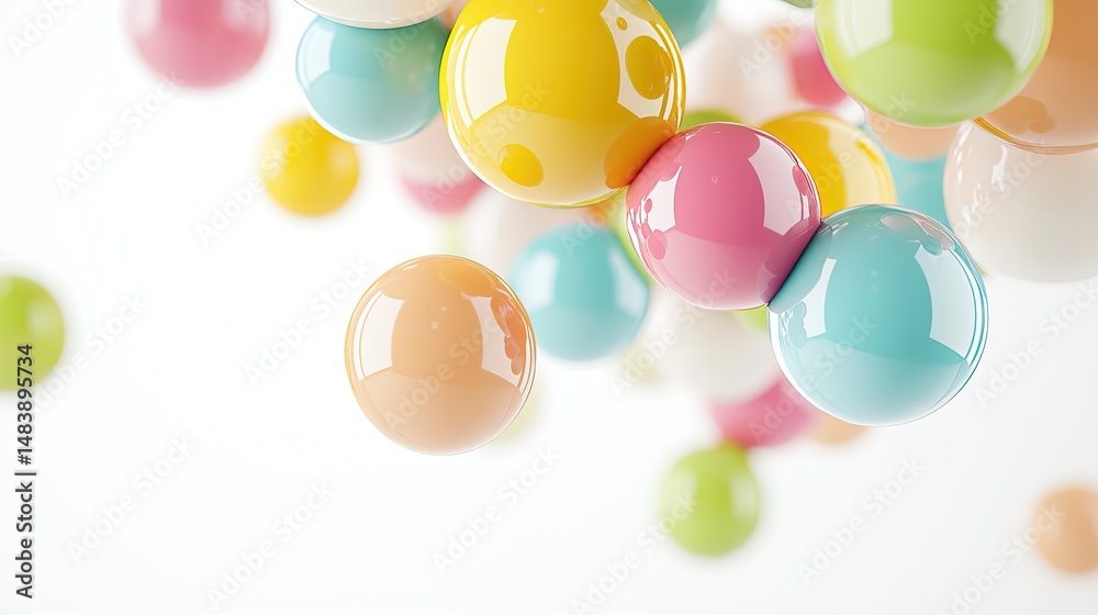 Poster colorful glossy spheres cluster together in a vibrant display