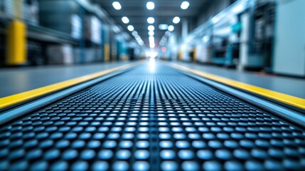 Conveyor Production line in factory, leading towards light